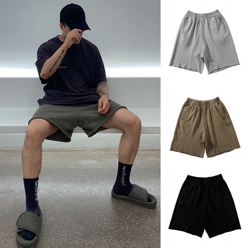 Heavyweight Kanye West Coconut Season 6 Kanye Washed Vintage Shorts Men's High Street Drop-Crotch Shorts Trendy Heavyweight Kanye West Coconut Season 6 Kanye Washed Vintage Shorts Men's High Street Drop-Crotch Shorts Trendy