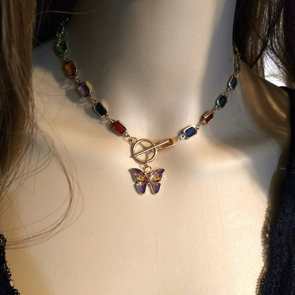 Fashion Butterfly Alloy Plating Rhinestones Womenu0027S Pendant Necklace 1 Piece