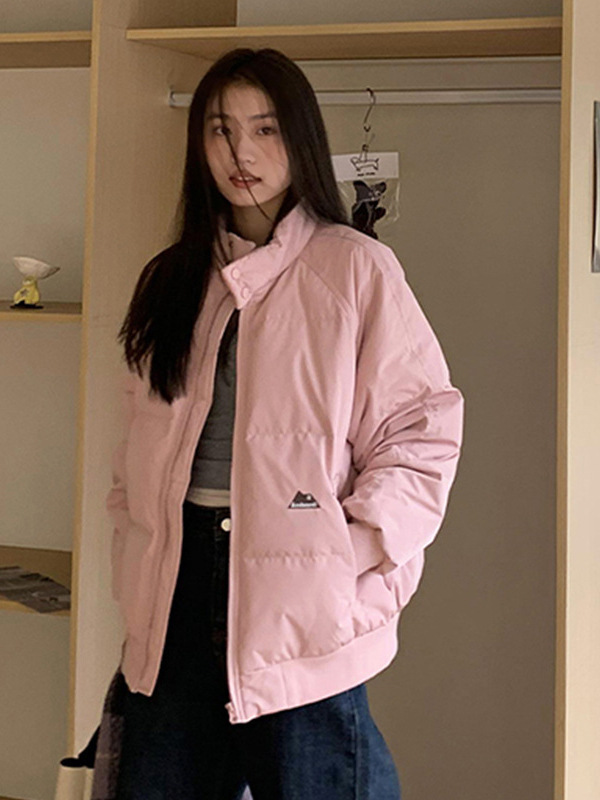 橘子树在哪儿立领羽绒棉服女冬季纯色百搭中性风宽松保暖情侣外套|undefined