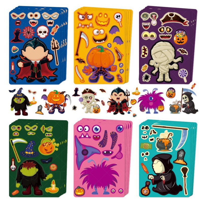 Adhesivo de bricolaje de decoración de Halloween transfronterizo Tarjeta de felicitación de vacaciones de Halloween Etiqueta engomada de decoración de cuentas a mano Suministros de decoración de regalos