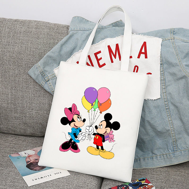 Mickey Minnie Mouse impreso bolsa de lona bolso de hombro bolso plegable bolso de compras
