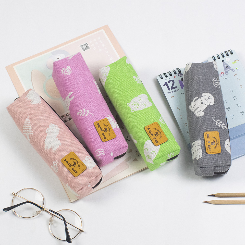 原創卡通大容量帆布筆袋簡約文具袋拉鏈袋學生文具鉛筆袋收納袋