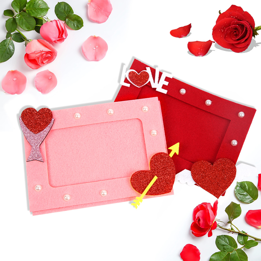 Amazon nuevo marco de fotos del día de San Valentín regalo de aniversario decoración de la atmósfera interior fieltro marco de fotos Qixi