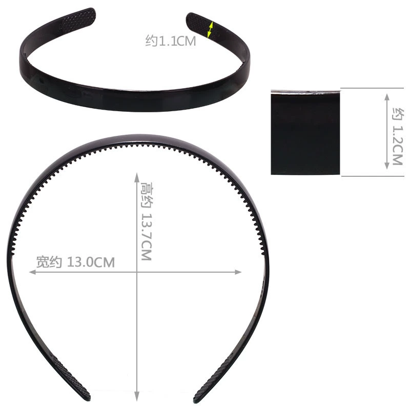 Headband (Hengmai) handmade black, multi-width 0.5–5.0 cm, ultra-light 6 g