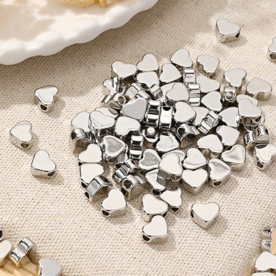 Heart Shape Pattern All Seasons Season 50 PCS/Package 6.5*7mm Diameter 5mm Copper 18K Gold Plated Heart Shape DIY Jewelry Accessories Beads