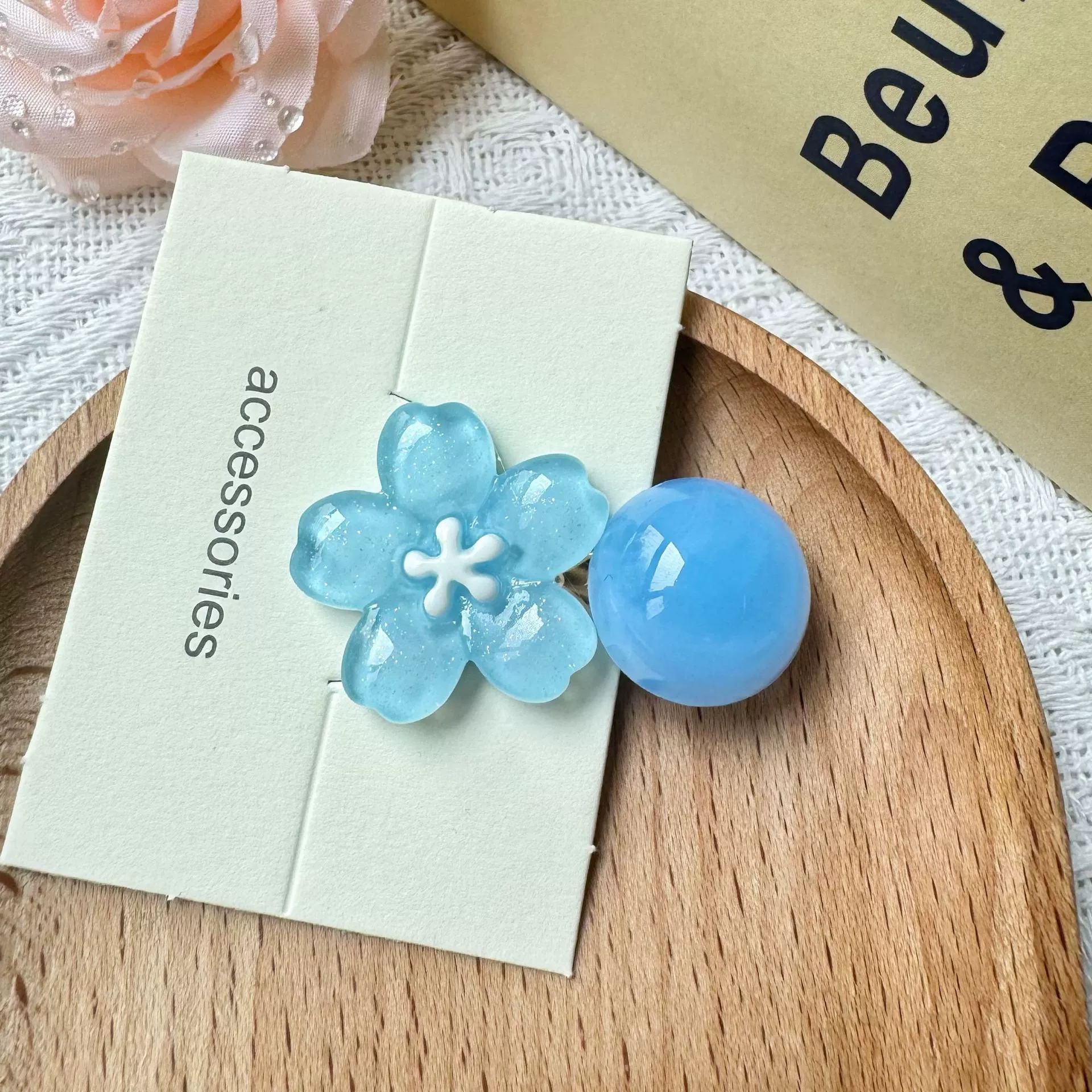Заколка для волос Jelly Cherry Blossom, смоляная боковая клипса, 6 см, пастельные цвета