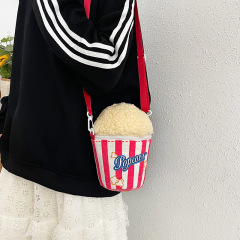 ポップコーンバケットバッグ 可愛い女の子らしい収納バッグ 女子学生のお出かけに軽量で万能な斜め掛けミニバッグ 持ち運びに便利