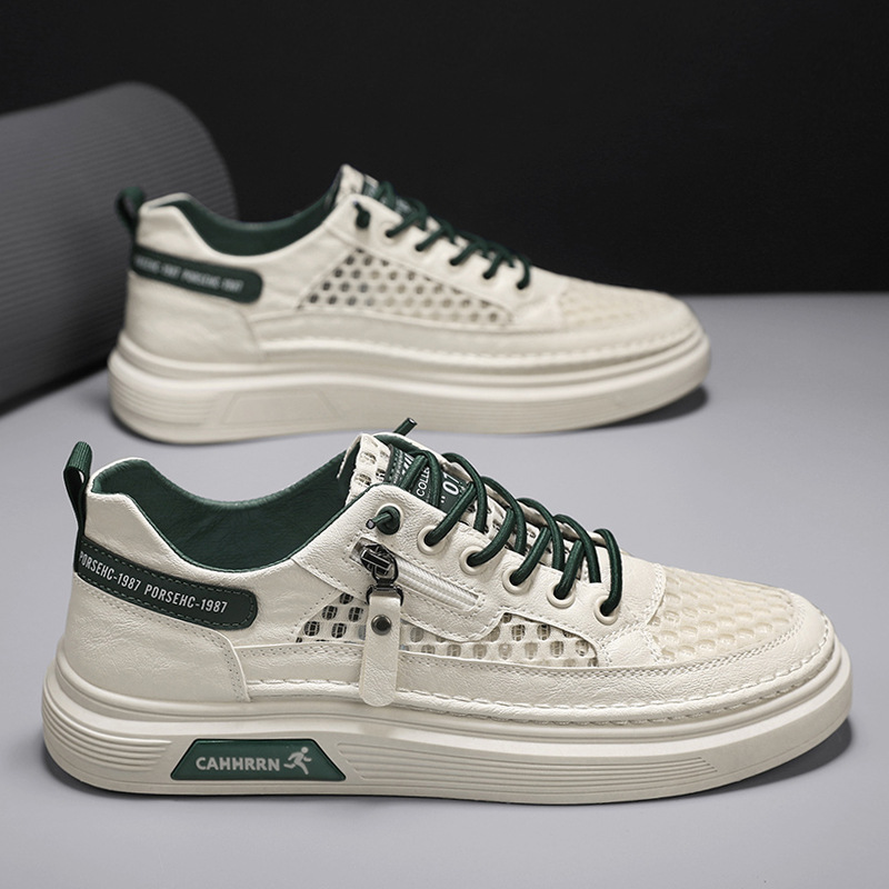 2024 Nyári Új Férfi Deszkás Cipzáras Stílusú Diák Kis Fehér Könnyű, Kényelmes, Kopásálló Hétköznapi Cipő_voghion.com