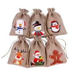Amazon クリスマス黄麻布巾着ポケットキャンディギフト巾着包装袋ホリデーパーティーギフトバッグ卸売ジュート