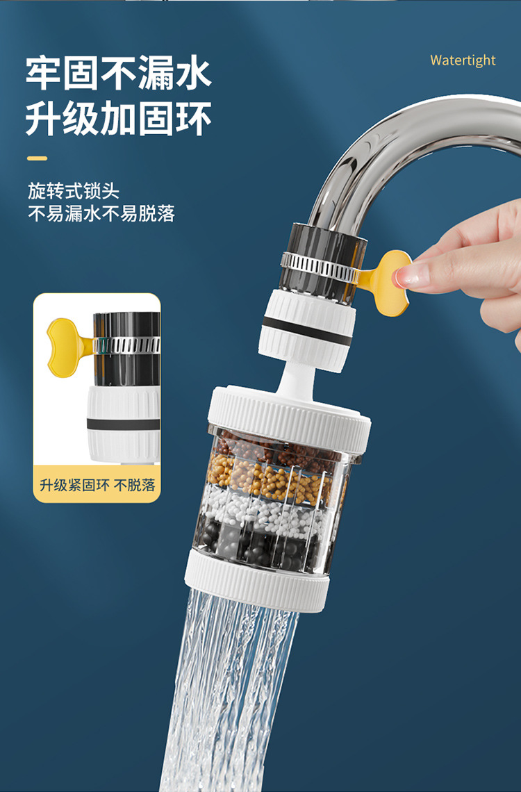 Küchenarmatur-Filter mit drehbarem Auslauf, spritzwasserbeständiger Duschkopf, sechsschichtige universelle abnehmbare und waschbare Wasserleitungsfilter für den Hausgebrauch.