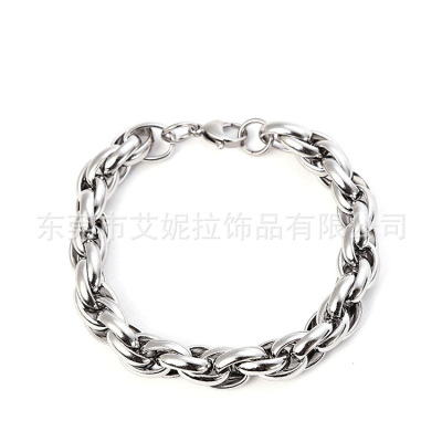 new pattern Europe and America Trend Bracelets man Titanium Bracelet Simplicity ins Metrosexual Hip hop silvery double-deck Bracelet