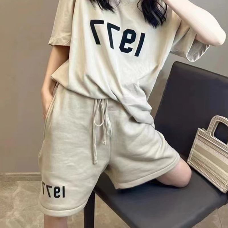 Fog Men's Digital 1977 Flocking High Street Five-Point Pants Loose Casual Ess Shorts Cotton Sports Fitness High Street Casual Fog Men's Digital 1977 Flocking High Street Five-Point Pants Loose Casual Ess Shorts Cotton Sports Fitness High Street Casual