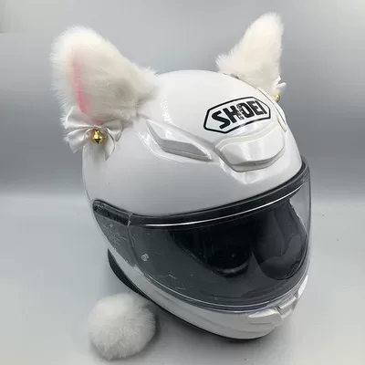 Helmet Decoration Cat Ears Cross-Border Hot-Selling Motorcycle Electric Vehicle Modification Color-Preserving Bell Bow Helmet Accessories (Motosiklet dəbilqələri) - white-powder-lining-custom-color-preserving-bell-handmade-bow