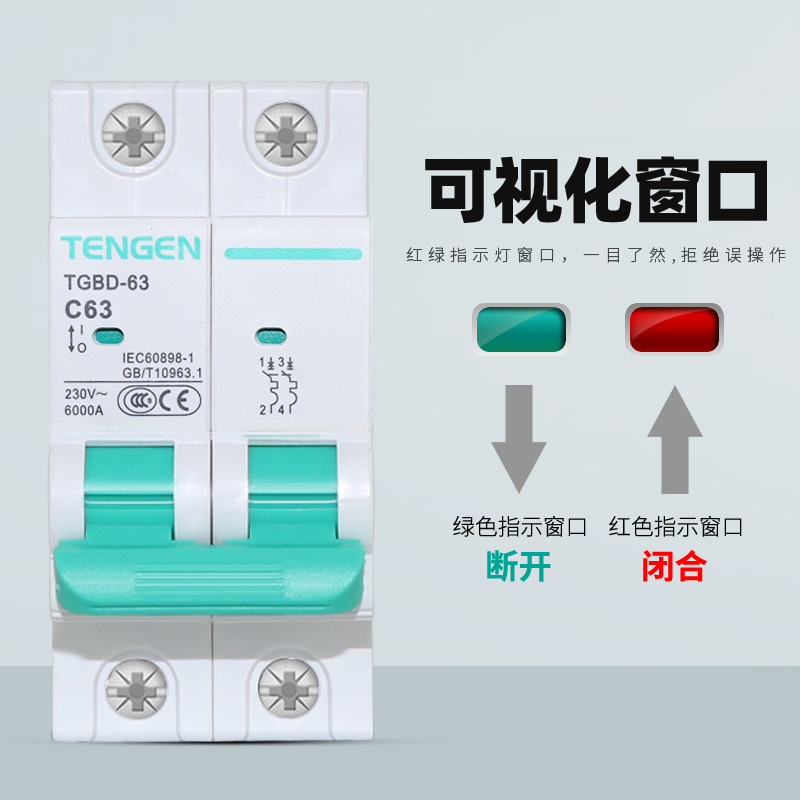 Tianzheng TGBD - 63 interruptor de aire 2p interruptor 1p hogar 3P trifásico 32a pequeño disyuntor 100a vacío image 4