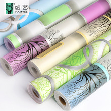跨境供应时尚立体pvc自贴墙纸贴纸墙布方格树壁纸自粘 wallpaper