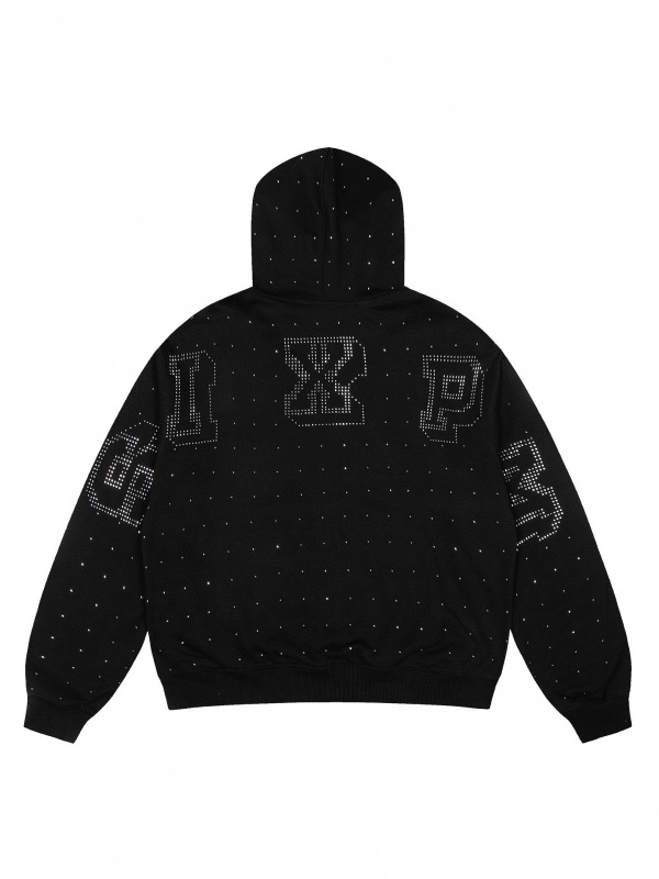 跨境Sixpm/6PM美国小众品牌运动经典烫钻字母卫衣连帽衫男女同款|undefined