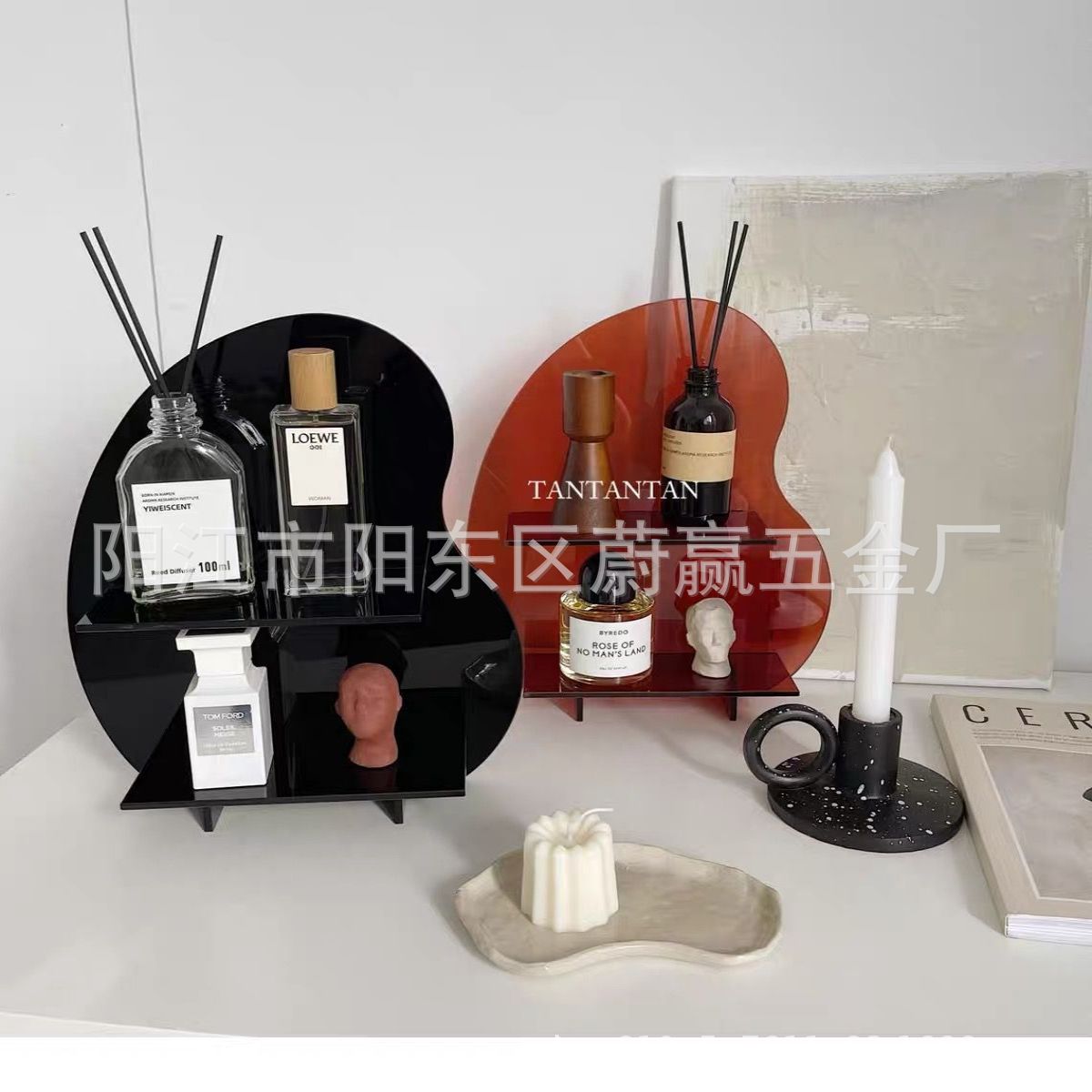 INS acrílico escritorio Bean almacenamiento rack Navidad aromaterapia cosméticos almacenamiento decoración Corea del Sur chic Decoración