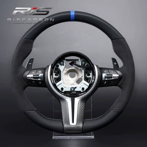 BMW MP Süet Dəri Mavi Etiket Karbon Fiber Sükan F30 F10 F25 E70E71E90F20E82 üçün