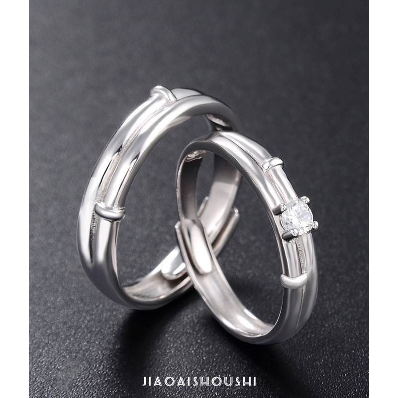 Anillo de pareja de plata esterlina 925 un par de anillos de dedo masculino y femenino, anillo de dedo índice, joyas de moda coreana