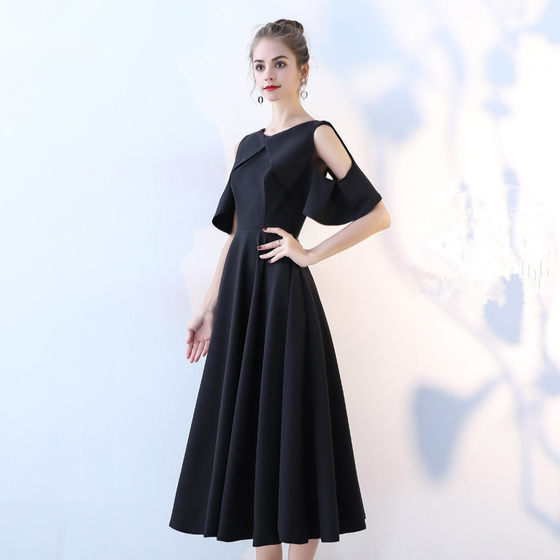 Evening Dress 2020 New Summer Mid-length Black Slimming Party Dress Party Party Hosts Dress for Women
