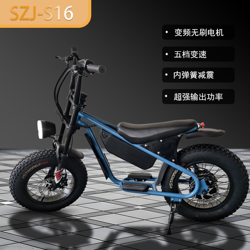 16inch Retro Wide Tire Electric Bicycle for Commuting to Work, Adult Foldableable Electric Bicycle, Off-Road Fat Tire Electric Bicycle