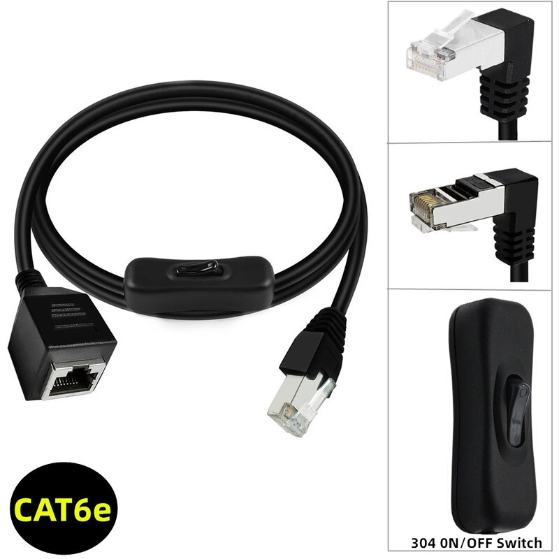 Gigabit Cat6e network patch cord with 304 switch, RJ45 Ethernet network extension cable, compatible with Cat5 and Cat5e