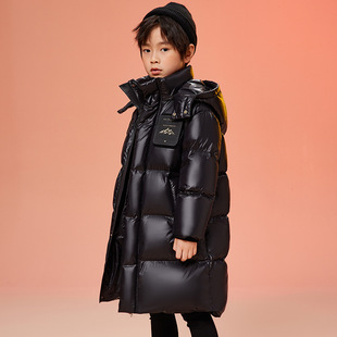 Duck Duck Genuine Black Gold Children's Down Jacket Large Children's New Boys and Girls Mid-length Thickened Warm Winter Coat