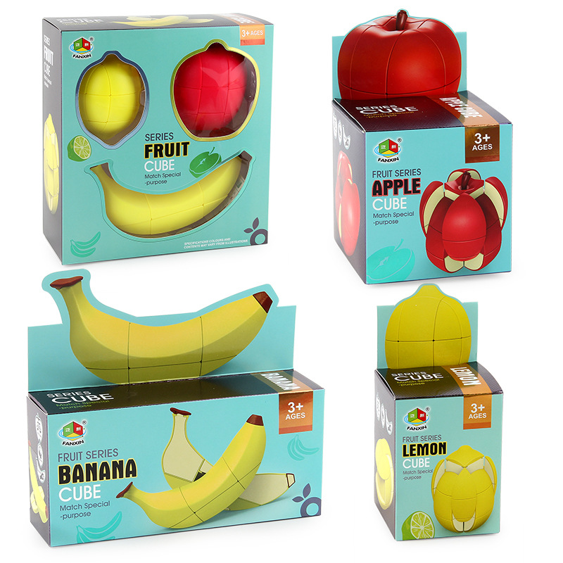 Pan-nuevo cubo de fruta de simulación simple entrada rompecabezas descompresión juguete en forma de traje de fruta cubo giratorio suave
