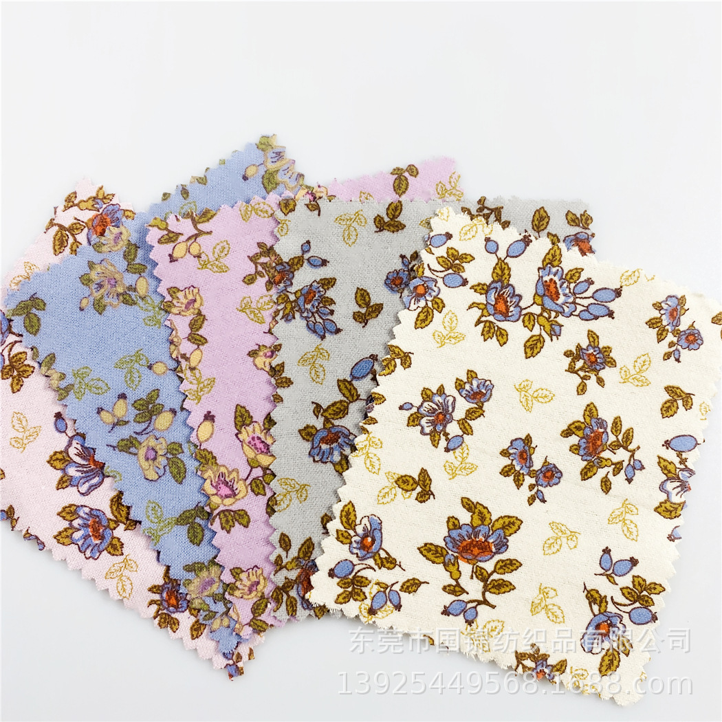 森女小清新印花布 秋冬加厚全棉法兰绒磨毛剪毛印花布 棉服面料