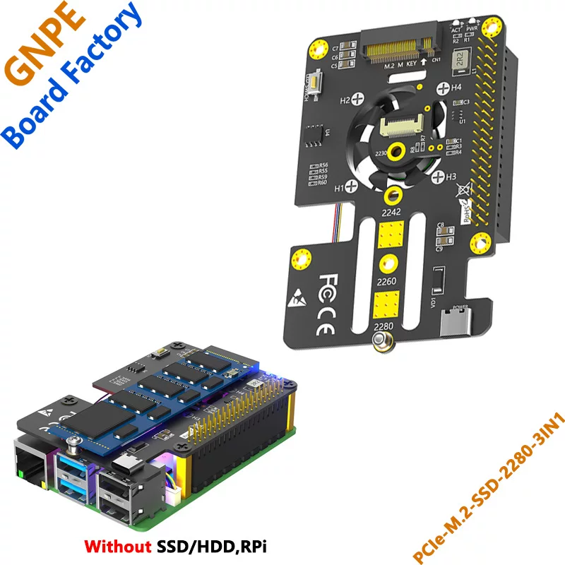 PI5 Raspberry Pi 5 PCIE к M.2 NVME SSD 2280 твердотельный диск 3-в-1Expansion board с вентилятором