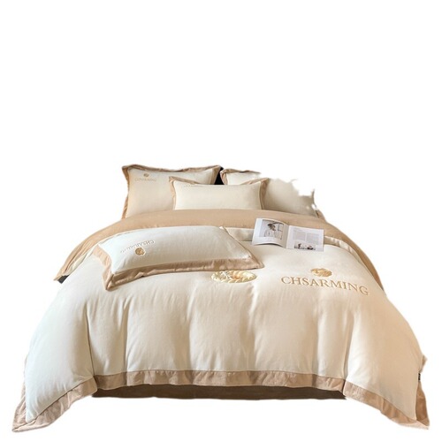 Light Luxury Embroidered Milk Velvet Bedding Set Winter Thick Coral Velvet Fleece Comforter and Sheet Set