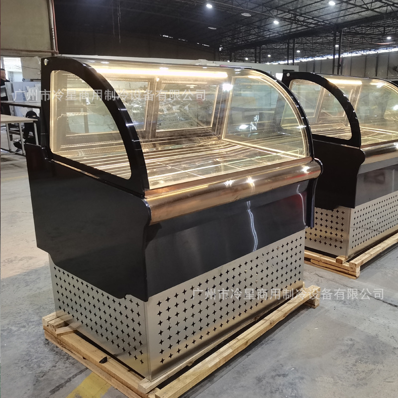 意大利式冰淇淋展示柜 弧形冷冻玻璃冰柜 防雾低温展示雪糕冰柜