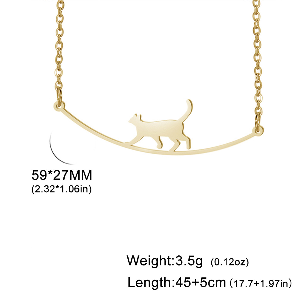 Halskæde med kattevedhæng i rustfrit stål til kvinder gave_voghion.com