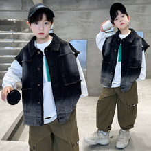 男童牛仔马甲春秋新款中大童男孩坎肩外套韩版帅气儿童背心马夹