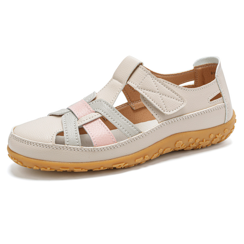 Cross-border tallas grandes 35-44 sandalias retro hechas a mano de verano zapatos de madre de suela blanda zapatos casuales de mujer con velcro zapatos de playa