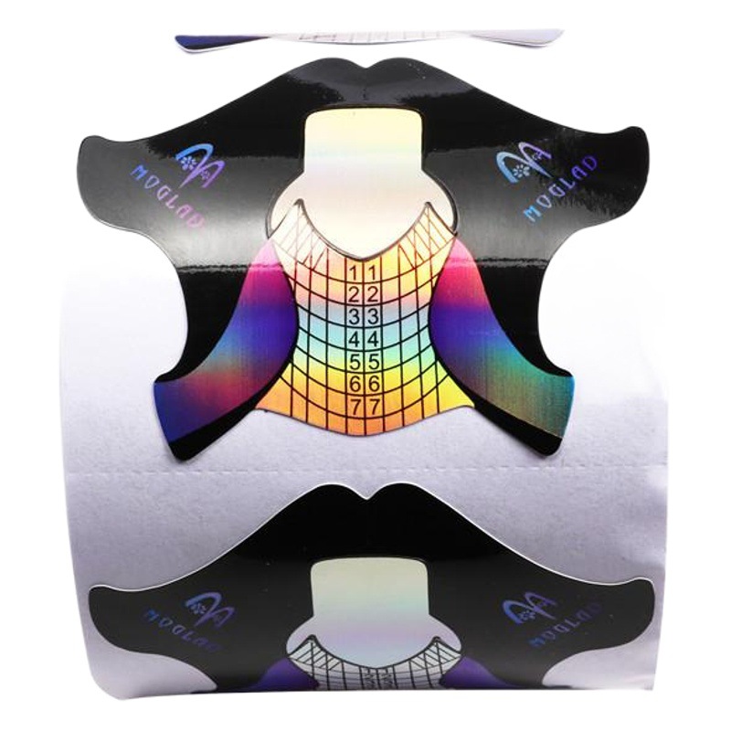 Suministro transfronterizo engrosado colorido láser extensión de uñas titular de papel en forma de pez extensión de uñas de fototerapia titular de papel 100/300 piezas