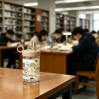 桌面卡通吨吨水杯带吸管提手设计宿舍办公随手畅饮喝水杯子