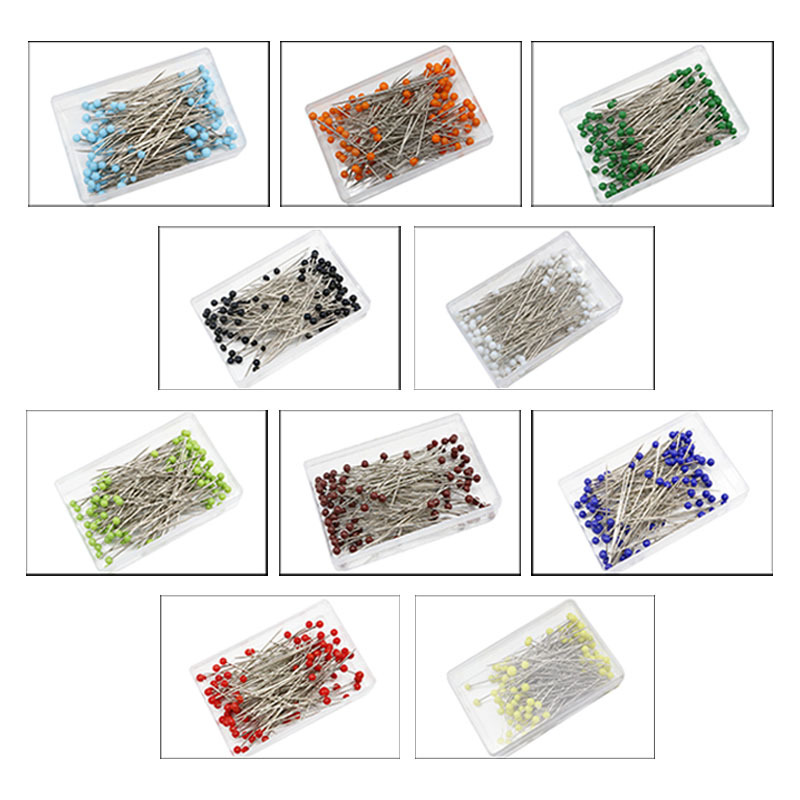 100 pieces/box 38MM glass bead head needle for sewing, 10 colors, fabric needle, straight needle, iron-on large head positioning needle