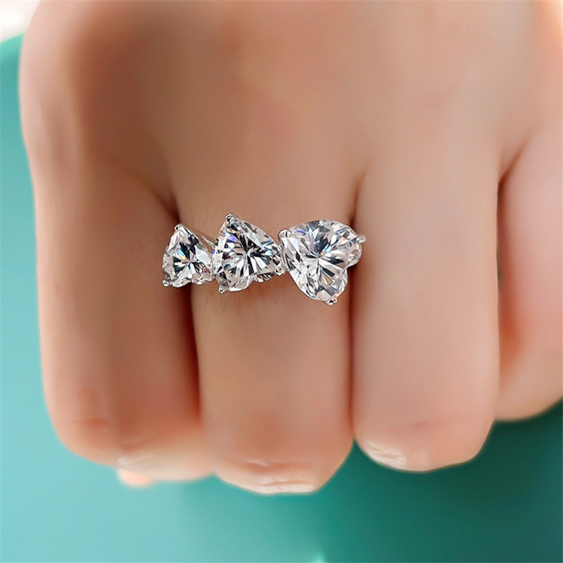 Modern Style Heart Shape Copper Open Ring Plating Artificial Gemstones Copper Rings