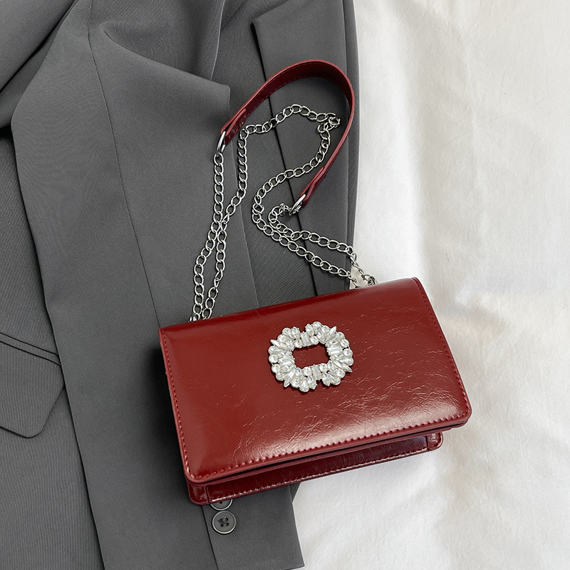 Bolsa cuadrada de diamante de alta calidad para mujeres 2024 otoño nueva moda coreana de textura universal cadena de hombro mochila