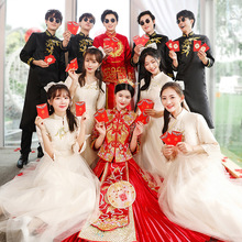 中式伴娘伴郎服裝姐妹裙兄弟團新款漢服中國風結婚禮服旗袍秀禾服