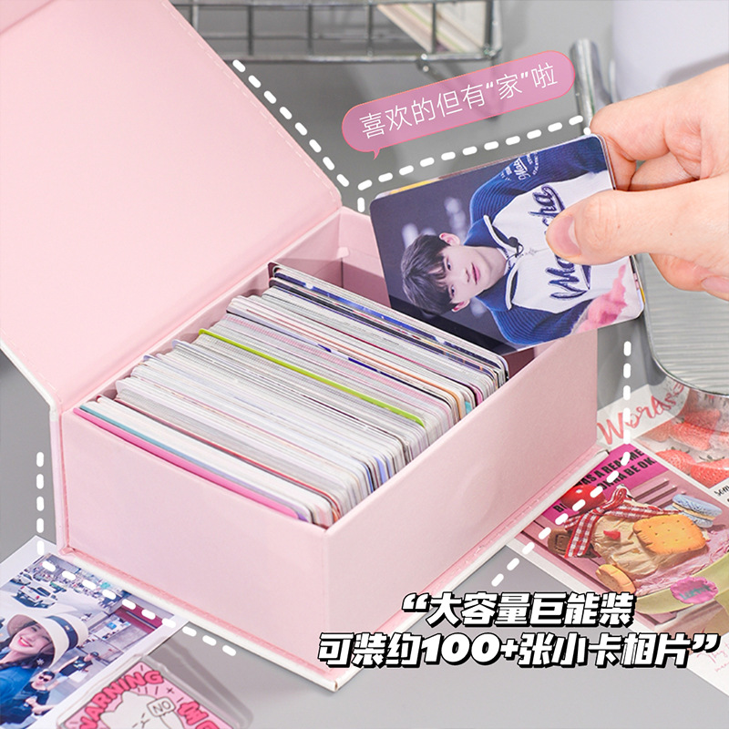 Nueva caja de tarjetas de mariposa de alto valor, caja de almacenamiento de gran capacidad para álbumes de tarjetas pequeñas de ídolos, caja multifuncional de cuero a prueba de polvo