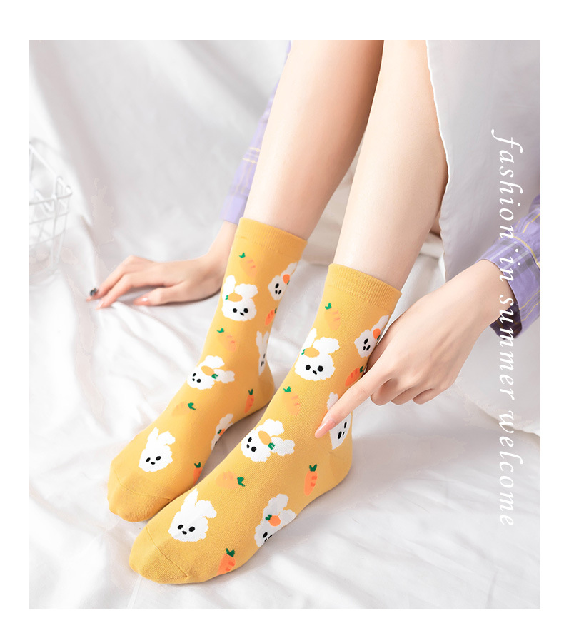 Spring Season Women's Gender Japanese Style Women's Cartoon Fruit Cotton Crew Socks A Pair