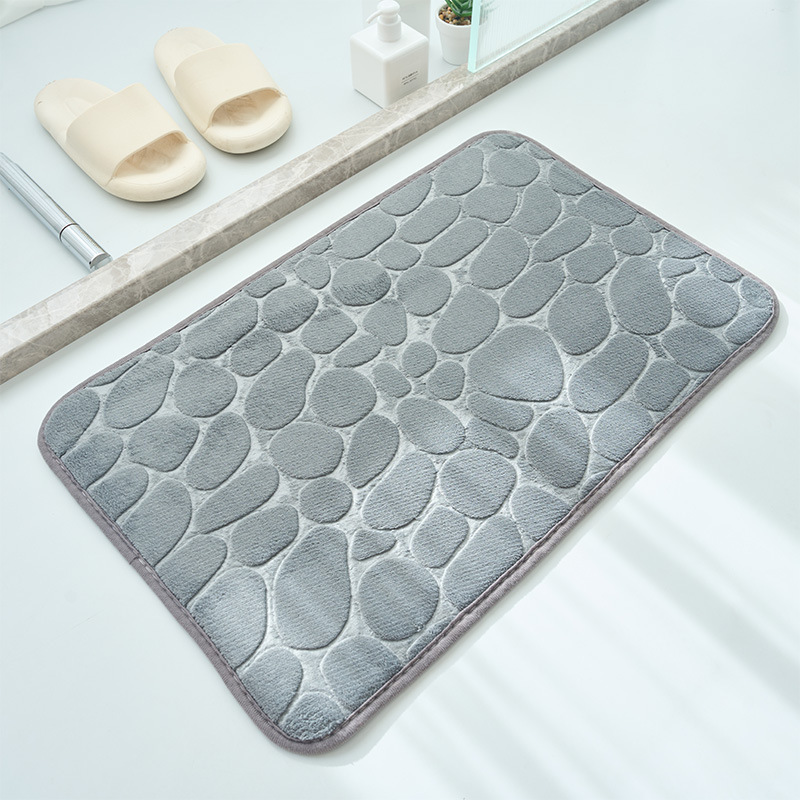 Cross-border pebble coral fleece floor mat simple solid color bathroom absorbent non-slip mat home door mat in stock wholesale
