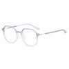 New round frame anti -blue light glasses trendy wearing TR box flat light mirror can be matched with a retro frame trend