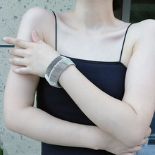 金属编织方形三角形开口手镯欧美跨境个性设计手环轻奢高级感手饰