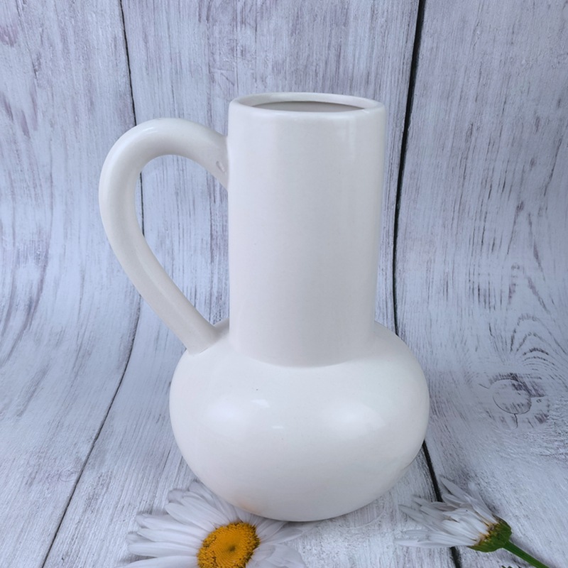 Decoración casera nórdica Impresión de transferencia de agua jarrón de cerámica flor seca arreglo floral geométrico decoración a cuadros decoración suave