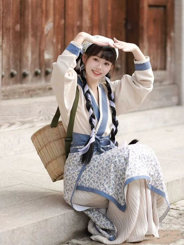 Unmun Hanfu for Women, Fairy-Like Pastoral Style Photo Shoot Outfit, Cute Countryside Girl, Village Maiden, Commoner, Farmer