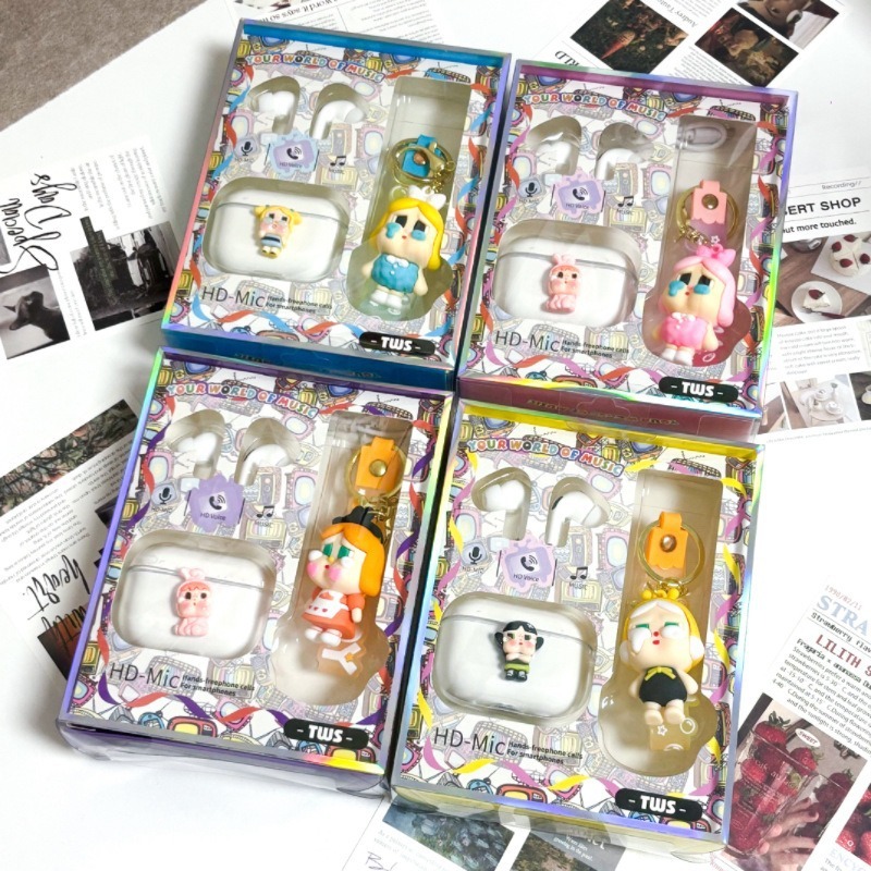 外国貿易 TWS 人形 Bluetooth ヘッドセット Crybaby ワイヤレスインイヤースポーツノイズリダクションヘッドフォンペンダント組み合わせ卸売|undefined