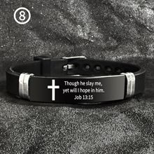 8励志语简约亲情友谊手链手镯不锈钢激光刻字可调节硅胶运动手环